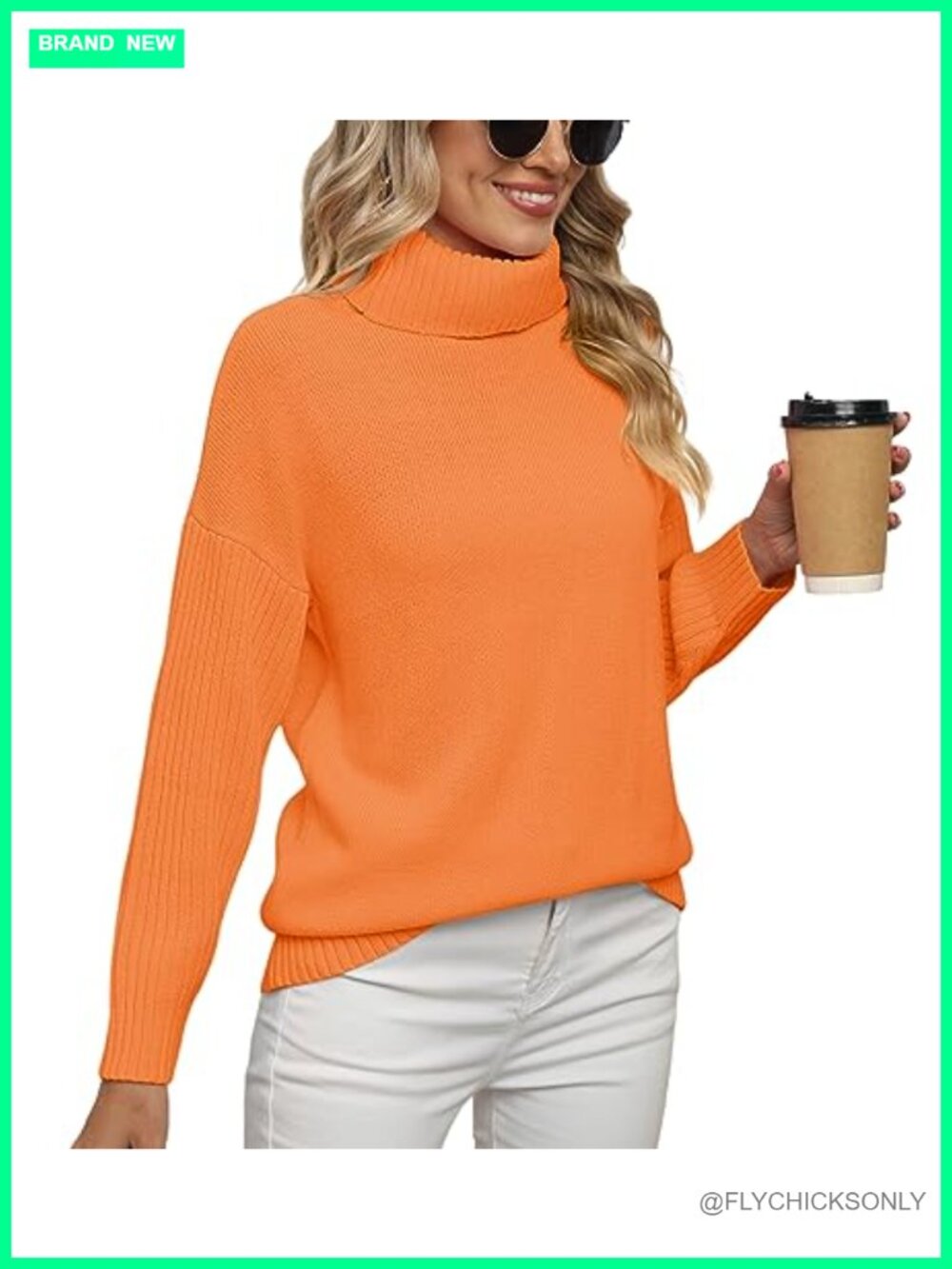 Chunky Oversized Turtleneck Tunic Sweater Long Sleeve Ribbed